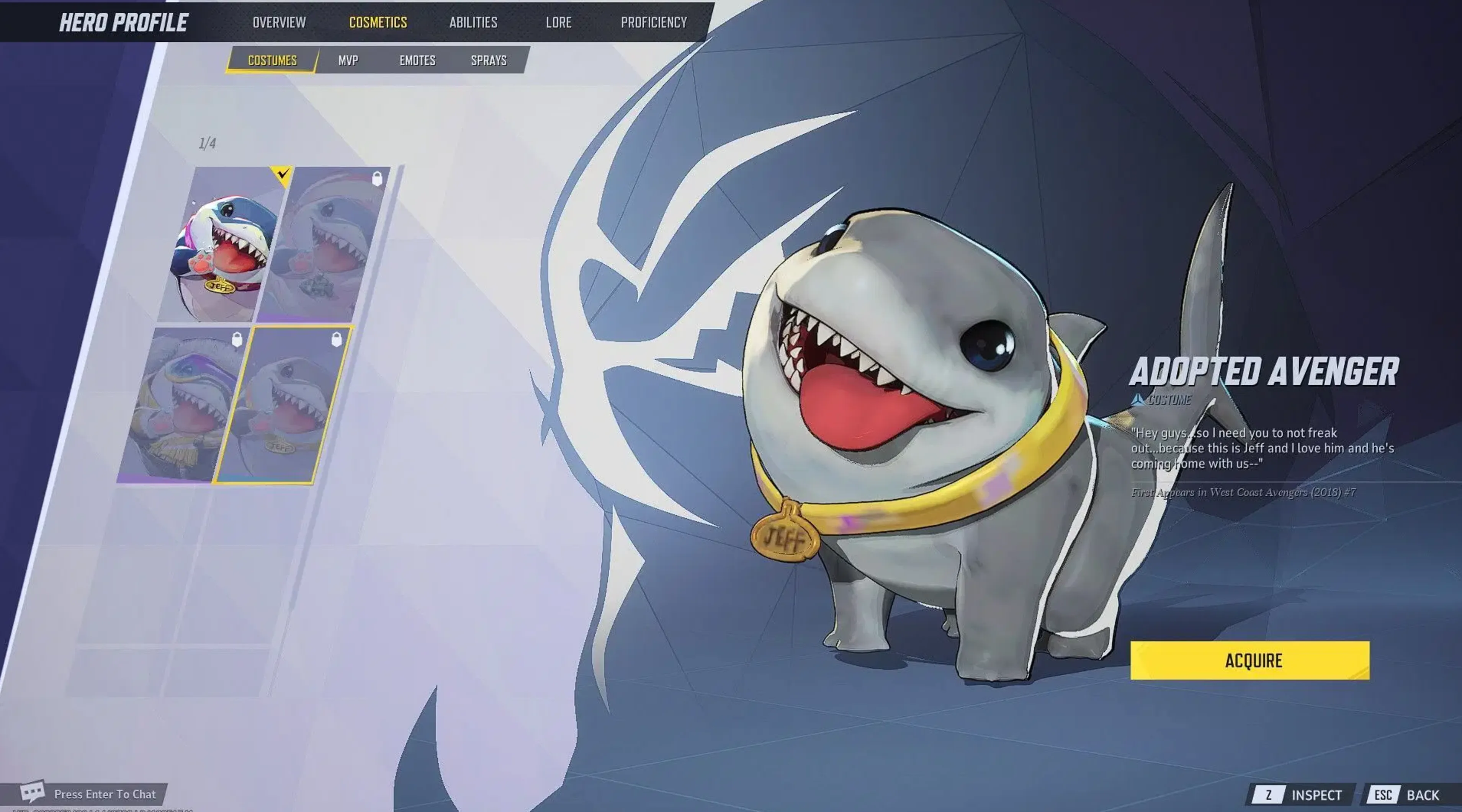 Adopted Avenger jeff the land shark skin